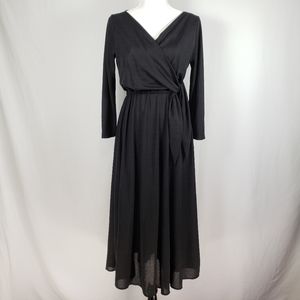 NEW- Massimo Dutti Black Midi Dress